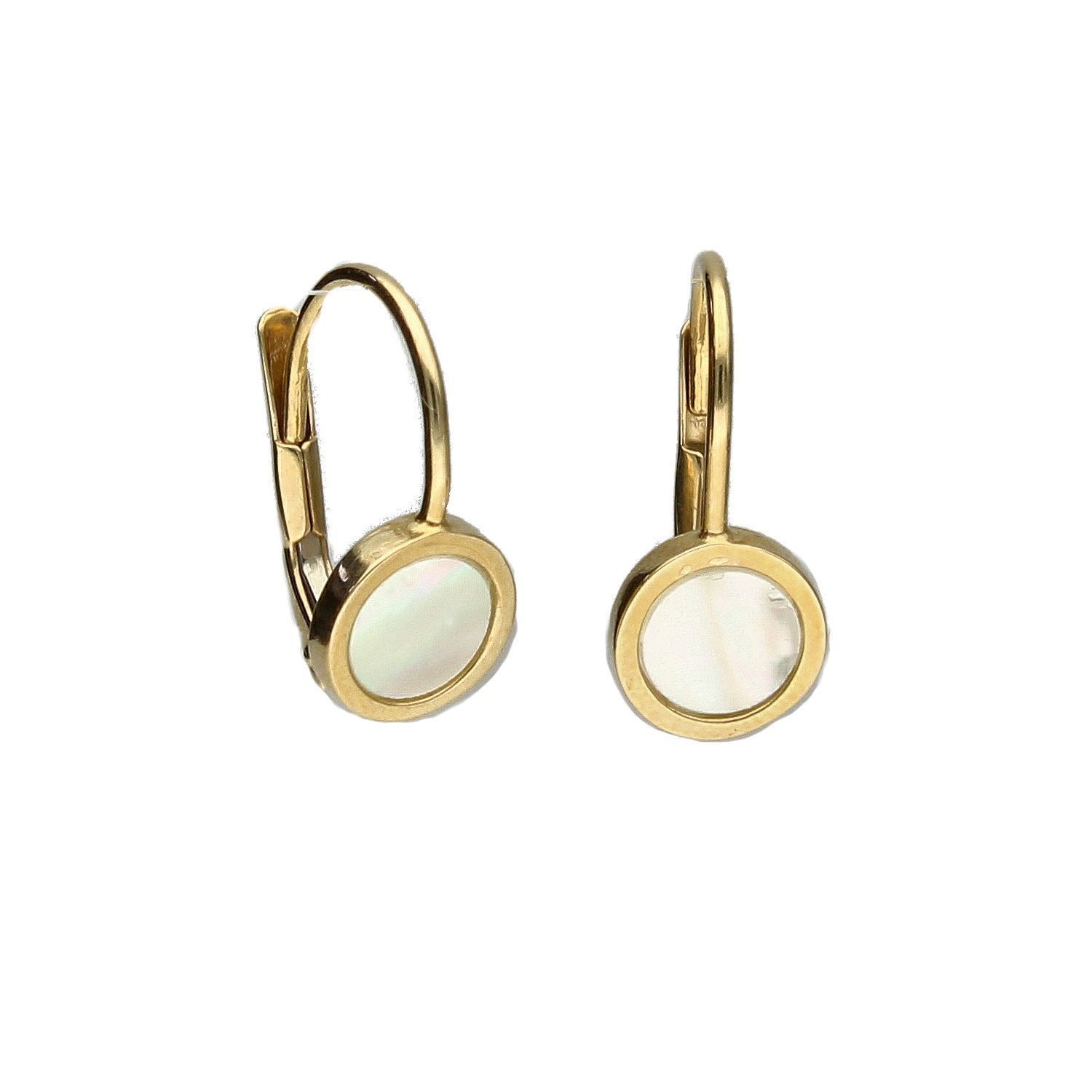 Złote kolczyki próby 333 'okrągłę masa perłowa'.jpg